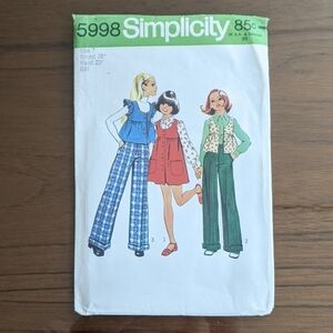 1973 Vintage Pattern - Size 7, Waist 23 Simplicity 5998 Jumper & Pants